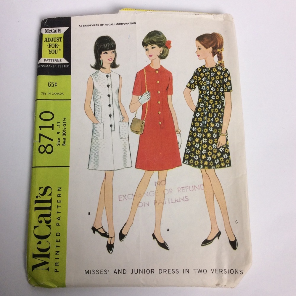McCall’s VTG Sewing Pattern Women’s #8710